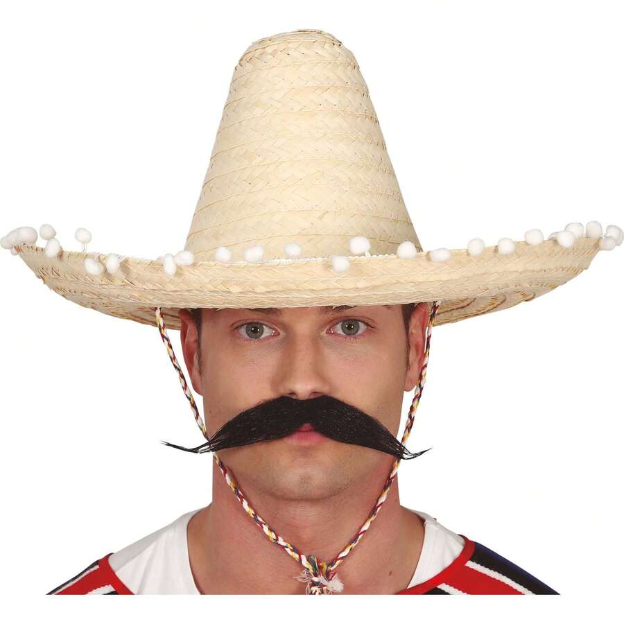 Fiestas Guirca Traditional Mexican Straw Hat With Folkloric And Classic Mariachi Style, Authentic And Colorful, Ideal For Parties, Costumes, And Cultural Celebrations - Beis - View 1