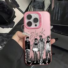 Funda de teléfono con diseño de anime Otsutsutsu para iPhone 16 15 14 13 12 11 Pro Max X XR XSMAX 8 7 Plus, con acabado mate antideslizante en la parte trasera - Negro transparente - Ver 5