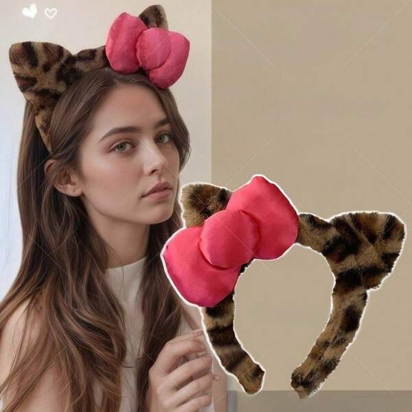 1 pieza Adorable diadema de peluche con personaje de dibujos animados de  - Suave y gentil - Perfecto para lavarse la cara, spa, maquillaje - Diadema decorativa de peluche lavable y duradera con personaje lindo y antideslizante