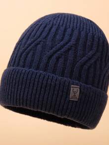 1 件中老年针织帽冬季骑行保暖防风滑雪帽韩版简约休闲耳罩