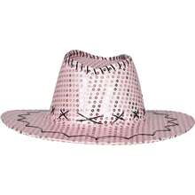 Fiestas Guirca Glänzender Cowboy-Hut für Erwachsene, elegantes und glänzendes Design im Western-Stil, perfekt für Partys, Kostüme und Themenveranstaltungen - Rosa - Übersicht 6