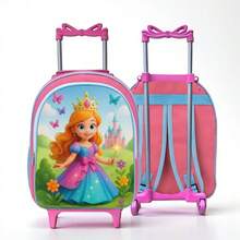 Pikuka Princess School Backpack Kit For Girls With Wheels + Thermal Lunch Box + Pencil Case Immediate Shipping - 彩色 - 查看 4