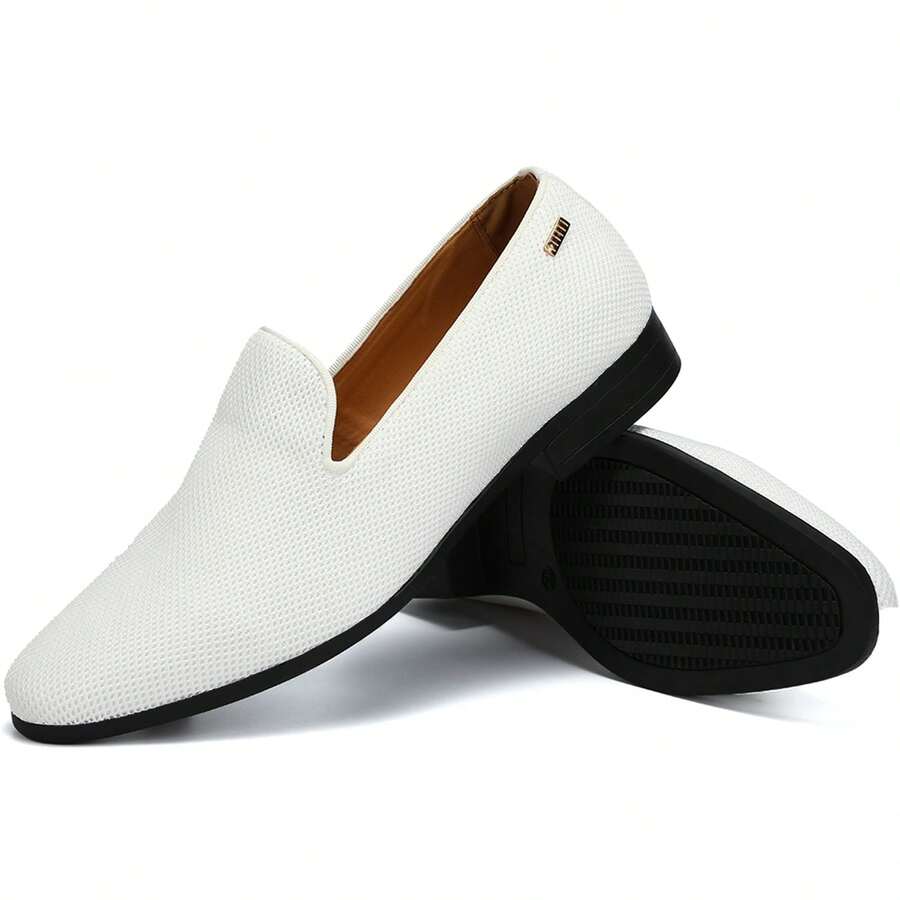 UUBARIS Men's Dress Loafers, Tuxedo Formal Shoes, Black Slip-On Leather Shoes, Classic & Comfortable, Durable, Perfect For Weddings, Parties, And Business Events - 白色 - 查看 1