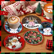 4pcs/8pcs Christmas Themed Coasters, Christmas Pattern Absorbent Pads For Coffee, Drinks, Kitchen, Table, Room, Bar Decor, Holiday Gifts