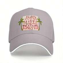 Anna Maria Island, Florida  Sea Ocean Baseball Cap - Black With Pink & White Design, Unisex Beach Hat For Men And Women, Casual Outdoor Sports Cap, Beach Accessories| Playful Design| Durable Headgear, Beach Hat - Gray - View 2