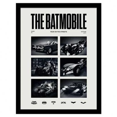 Batman 1989 Batmobile Print (White/Black) - 100% Mixed - (PM11060)