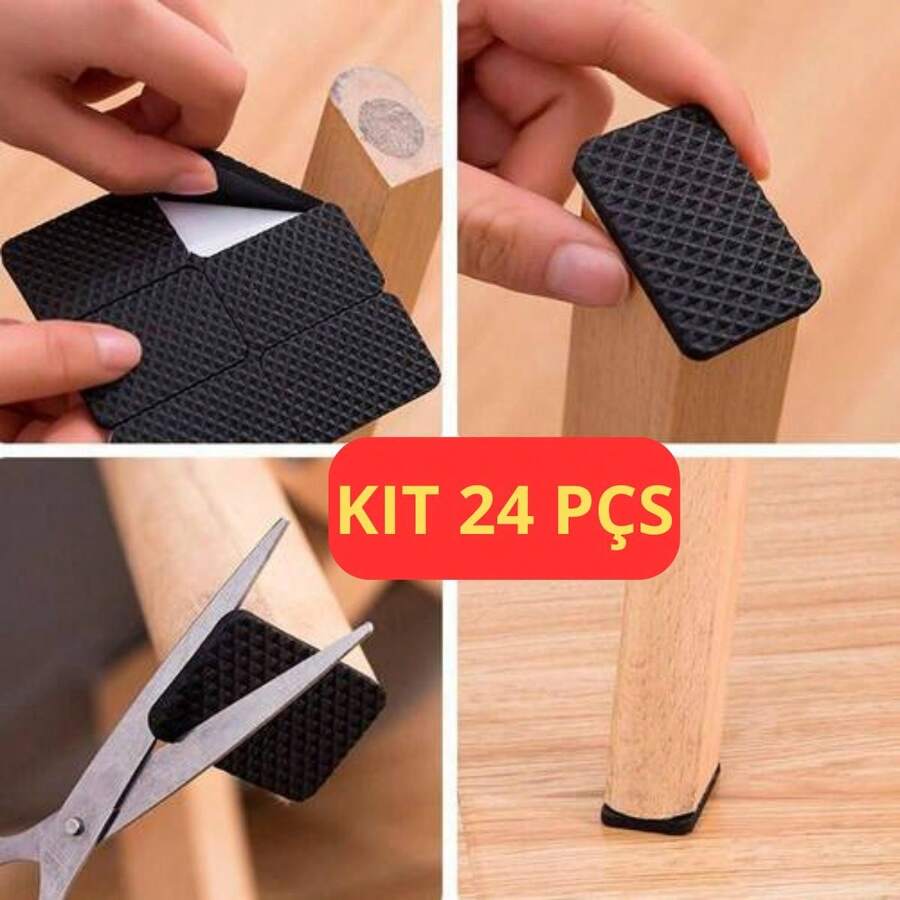 KIT 24 Chair Protector EVA Floor Anti-Slip Adhesive To Protect Square 2.5 X 1.5 Cm - 黑色 - 查看 1