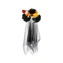 Women's Dia De Los Muertos Flower Costume Headpiece Halloween Day Of Dead Costume Headband - Skull Đen và Cam + kích thước miễn phí - Xem 2