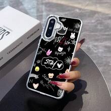 KpopS-Stray-Kid Phone Case For Samsung Galaxy A26, A36, A55, A35, A06, A16, A05, A14, A24, A34, A54, A15, A05S, A25, A23, A33, A53, A73, A13 4G/5G - Metallic Silver Lens Frame With Transparent Soft Back Cover, Cute Phone Case - 混色 - 查看 7