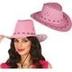 Fiestas Guirca Cappello da cowboy per adulti e bambini, design classico in imitazione pelle con dettagli decorativi, accessorio elegante e resistente, ideale per costumi, feste a tema ed eventi western - Rosa - Visualizzare 2