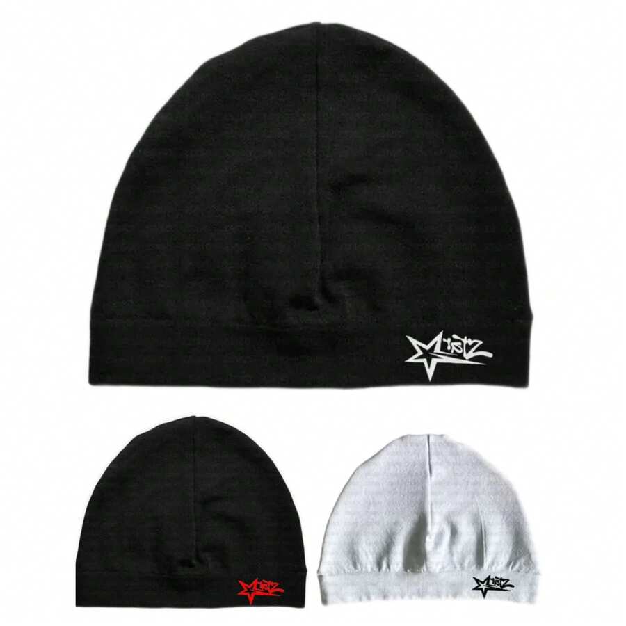 男女皆宜的纯色街头风尼龙骷髅印花针织帽，适合所有季节，运动休闲皆宜，是冬季服装的绝佳礼物之选。 - 星星印花 - 查看 1