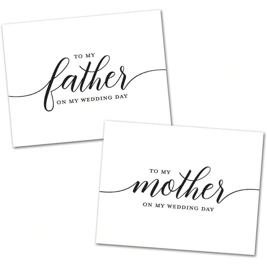 InvitationHouse Simple Script To My Mother | To My Father Wedding Day Folded Note Card Set (Black)2025 - 1 - View 1