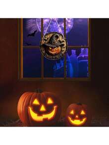 Halloween Home Decoration 2D Halloween Pumpkin Witcher Wooden Round Logo Creative Decoration Brand,Christmas - Orange - View 4