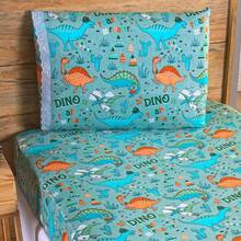2-Piece Single Bed Sheet Set With Children's Prints - Dinos - View 2