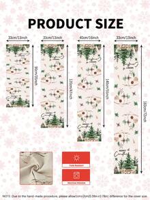 Christmas Pine Tree Table Runner - Polyester Woven Rectangular Table Decor, Decorated With Holly Berries And Merry Christmas Greeting, Suitable For Home, Party, Seasonal Kitchen And Dining Room Decoration - Green - View 6
