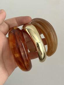 3/1pc Resin Cuff Bangles Set , Women Minimalist Chunky Cuff Bracelets , Basic Design Bangles Bracelets Set , Stacked Bracelets Jewelry For Daily Wear