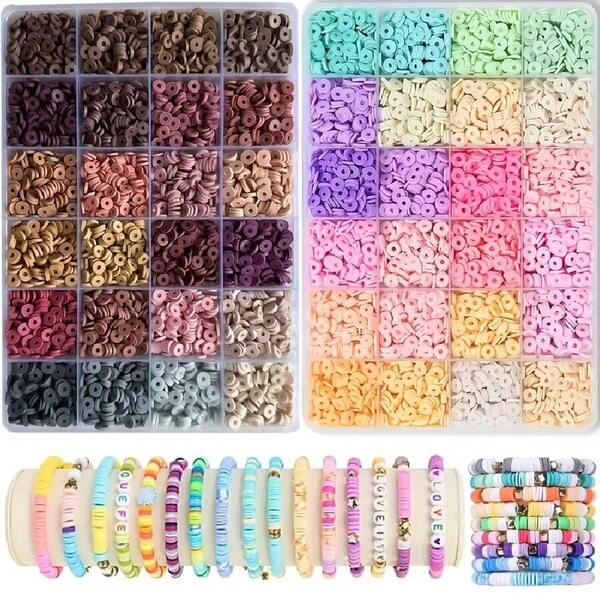 3000/6000pcs Polymer Clay Bead Set, Jewelry Making Kit, DIY Craft Tools For Beginners, Perfect Birthday Party Gift, Creative Handmade Crafts