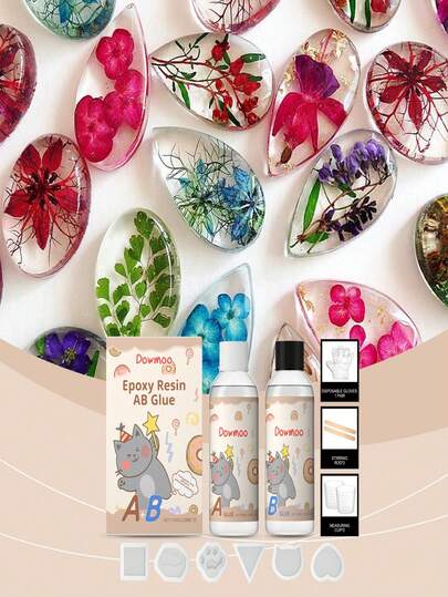 Kit de résine époxy transparente DIY AB, bijoux faits main, colle cristalline sans odeur et à séchage rapide, conçue pour remplir efficacement les fissures et les espaces, former un joint étanche fiable, prévenir les fuites et la corrosion