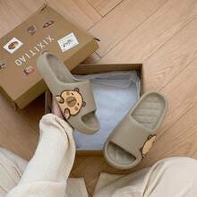 Kapcie dla pary XIXITIAO z motywem kapibary, miękkie, płaskie, codzienne kapcie, urocze kapcie EVA na wiosnę/lato, klasyczne, płaskie kapcie w jednolitym kolorze z modnym wzorem kapibary, odpowiednie do użytku na zewnątrz/na plaży/w domu - Pustynny brąz - Zobacz 7