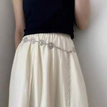 1 件波西米亚风格雕花金属腰带，适合夜间约会、派对、婚礼和节日等休闲场合，可搭配秋季、秋季、万圣节