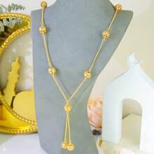 奢华阿拉伯婚礼长项链 50/80/100厘米 24K镀金 迪拜穆斯林女性新娘订婚派对时尚珠宝 - Long Necklace - 查看 11