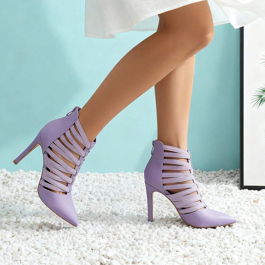 lunryet Women's Platform Heel Dance Boots Peep Toe Latin Salsa Ballroom Ankle Dance Shoes TINA-10 - LAVENDER - 查看 1