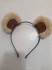 1pc New Plush Bear Headband, Women Cartoon Everyday Makeup Facial Mask Wash Face Sports Headband, Animal Elegant Cute Casual Street Party Polyester Headband, All Seasons, Hairband, Hair Hoop Headbands, Hair Band,