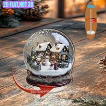 2D Flat, 360° Rotating Snow Globe With Enchanting Winter Forest Scene, Delicate Snowflakes And Warm Lighting - Polyester, No Electricity Required - Suitable For Holiday Home Decor Or Unique Gift, Snow Globe Christmas Decoration, Holiday Room Decor, Classic Decorative Style, 2D Flat