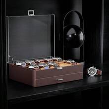 ProCase Watch Case For Men 10 Slot Watch Display Case With Clear Acrylic Lid Mens Watch Box Organizer With Drawer 2Layer Jewelry And Watch Storage Holder For Men Women 10 Slot Espresso