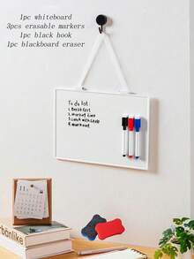 1pc A4 Size Dry Erase Board With String For Wall Small Dry Erase Whiteboard Hanging Whiteboard With 3pcs Magnetic Wipe Off Markers Pens For Kids Erasable Message Writing Drawing School & Home Supplies - Multicolor - View 10