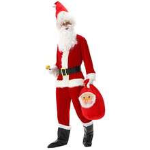 Bộ trang phục ông già Noel, trang phục Giáng sinh cho nam giới cho tiệc Giáng sinh và hoạt động theo chủ đề, chỉ quần áo, không có giày bốt - Đỏ - Xem 3