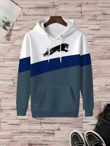 Setelan Olahraga Pria Ukuran Besar dengan Motif Blok Warna, Pakaian Olahraga Musim Semi, Gugur & Musim Dingin - Potongan Longgar, Ukuran Besar, Hoodie Longgar Nyaman + Celana Olahraga dengan Tali Serut, Serbaguna Gaya Hip-Hop Jalanan - MultiWarna - View 3