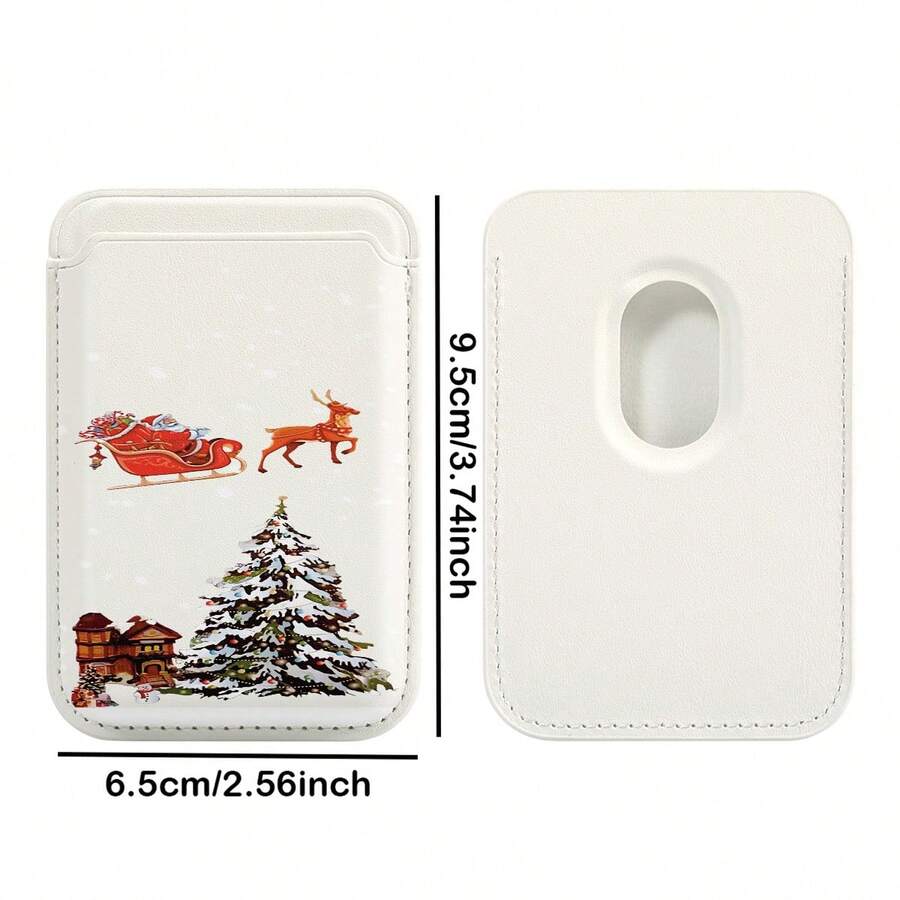 1pc Reindeer Christmas Pattern Black/White/Silver/Brown/Pink PU Leather Wallet Card Holder Magnetic Phone Case Fit For IPhone 17/16/15/14/13/12/11, Magnetic Wallet Card Holder Phone Accessories Compatible With Android And Most Smartphone,Gifts For Mother, Family, Friends, Kids, Birthday, Holiday Case Accessories Phone Case Magnets