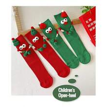 1 par de calcetines de media caña con estampado de Papá Noel, calcetines de regalo lindos para parejas/niños, aptos para otoño/invierno, Año Nuevo - Multicolor - Ver 6