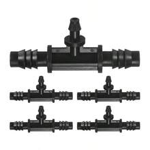 5Pack Drip Irrigation Barbed Fittings 3/8 To 1/4 Inch Tee Tubing Connector Plastic 3 Way TEE Coupling For Greenhouse/Aquarium/Garden Watering System Drip Irrigation Kit Parts - 5 - 查看 2