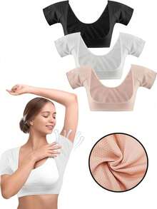 1件/2件装腋下吸汗背心，6种颜色可选，可水洗防汗背心，适合女性和女孩，黑色/白色衬衫垫，保护女性腋下，吸汗垫，透气服装 - 彩色 - 查看 3