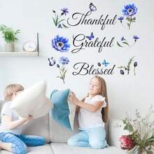 Inspirational Sticker Quote Grateful Thankful : Removable Peel And Stick Wall Decor For Family Room Kitchen Living Room Dining Room Motivational Quotes Wall Art With Positive Vibes And Uplifting Messages For Home Decoration