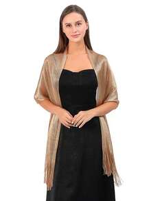 Metallic Thread Flat Scarf, Suitable For Bride, Wedding, Party, Casual, Solid Color, All Season