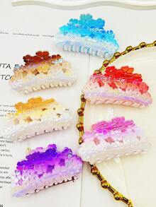 1 Stück/3 Stück/6 Stück florale Muster Lässig ABS Kunststoff (ABS Harz) 2025 Neuer Boho-Stil Halbkreis Haarclips, personalisierte minimalistische karierte Haarklaue für Frauen elegante Haaraccessoires elegante Haarspange Winter Haarklammer