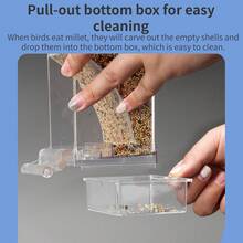 1 件透明自动喂鸟器带栖木 - 方便的宠物鸟自动喂食器，可见的存储设计，易于使用的日常笼式喂食工具 - 彩色 - 查看 7