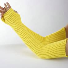 Straight Long Gloves Autumn Winter New Knitted Wool Disco Unisex JK Fingerless Warm Pile Sleeve Covers, Women's Autumn Winter Wool Knitted Long Arm Warmers, Half Finger Design, Flexible And Convenient Warm, Comfortable, And Elastic, Fashionable And Versatile, Street Punk Style Adds Highlights To Winter Outfits. - 橘色 - 查看 3