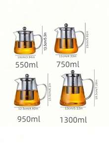 1pc 304 Stainless Steel Glass Teapot, Heat-Resistant Glass Teapot, Household Tea Set Flower Pot Tea Maker Set, Suitable For Home, Restaurant, Camping, Office, Summer, Winter Beverage Set - Transparent - View 4