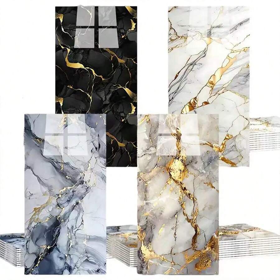 21 件[大理石幻想墙面艺术] 大理石图案乙烯基墙板，即剥即贴 3D 瓷砖贴纸，防油自粘铝塑板，幻想主题室内墙面艺术，矩形，横向，适用于厨房、电视背景、家居装修、圣诞装饰
