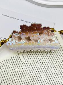 1 Stück/3 Stück/6 Stück florale Muster Lässig ABS Kunststoff (ABS Harz) 2025 Neuer Boho-Stil Halbkreis Haarclips, personalisierte minimalistische karierte Haarklaue für Frauen elegante Haaraccessoires elegante Haarspange Winter Haarklammer