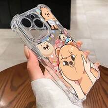 Funda de teléfono Kpop S-Stray K-Kids Skzoos de dibujos animados, linda funda de canguro para iPhone 16, 15, 14, 13, 12, 11 Pro Max, X, XR, XS Max, 8, 7 Plus - Funda trasera suave transparente a prueba de golpes - Mezcla de colores - Ver 4