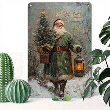 复古圣诞老人铝制铁皮招牌 - 复古圣诞墙饰，20.32x30.48 厘米乡村农舍风格金属牌匾，预钻孔，无需用电，多用途节日装饰，适用于家居、厨房、酒吧和办公室，复古圣诞墙饰，节日装饰，装饰艺术品，圣诞家居装饰，圣诞礼物，圣诞装饰 - 彩色 - 查看 7