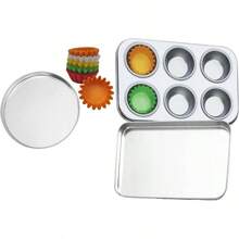 Juego de sartenes compatible con Easy Bake Ultimate Oven incluye sartn rectangular para cupcakes y sartn redonda - plateado - Ver 2