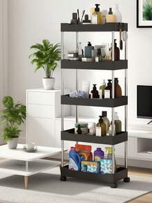 1 件不锈钢管件收纳架 - 缝隙收纳浴室整理架，用于淋浴配件、浴袍和毛巾收纳、厨房和家居收纳（随机黑白挂钩）