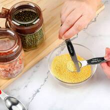 Measuring Cups and Spoons Set, 13 - Piece Stainless Steel Measuring Cup and Magnetic Measuring Spoon Set, Stackable Kitchen Tools and Used Dry Ingredients Black - Acero Inoxidable - Ver 7