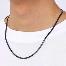 ¡RecomendadoFiusem - Cadenas planas negras para hombre, cadena de acero inoxidable de 2.5/3/4/4.5/5 mm, collares para hombres y mujeres de 16-28 pulgadas¡Top de Temporada - Negro 5MM - Ver 8